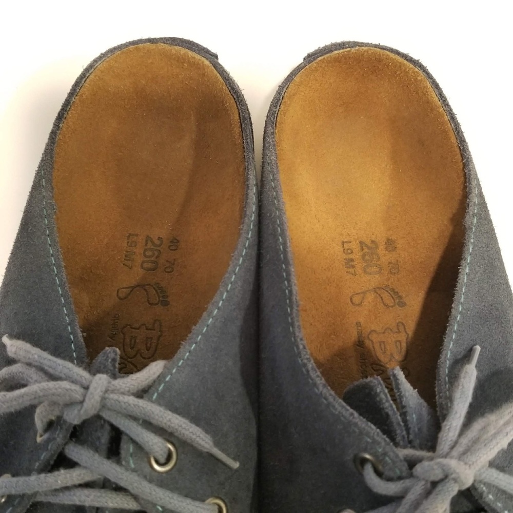 Birkenstock Birki's Mules Shoes Womens Size 9 Blue Suede Slip On Clog Lace Up - Picture 9 of 12